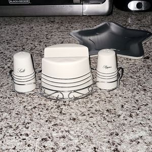 Art Deco NAPKIN, SALT&PEPPER SET WITH HOLDER
